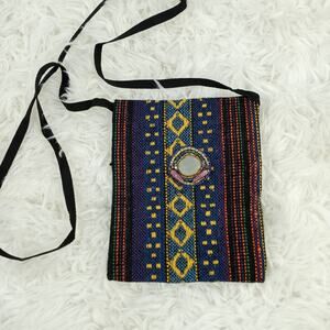 HANDMADE~Navy Blue Bead Embroidered Crossbody Bag